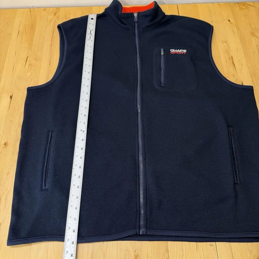 Vintage Chaps Ralph Lauren Sport Mens 2XL Full-Zip‎ Sport Vest Jacket Navy Blue